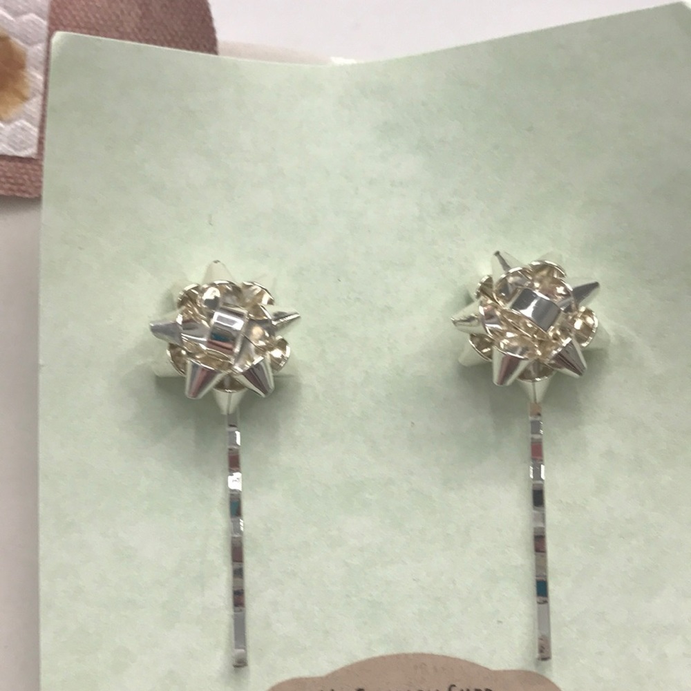 Silver holiday hair pins